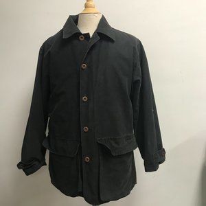Banana Republic black zip out plaid lined barn coat field chore jacket S Vintage